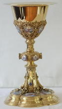 Solid silver gilt antique French Marian Gothic Chalice.